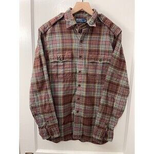 VTG Polo by Ralph Lauren Men's Military Western Style Flannel Work Shirt Size M